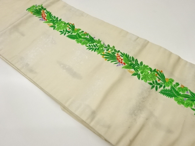 引箔草花模様織出し名古屋帯